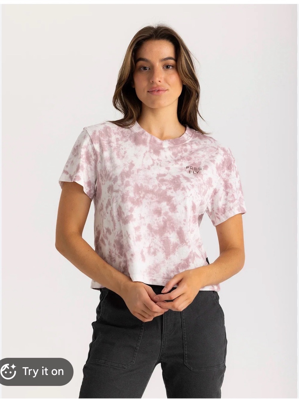 Free Fly Apparel Dusty Pink Tie-Dye Crop Tee size small